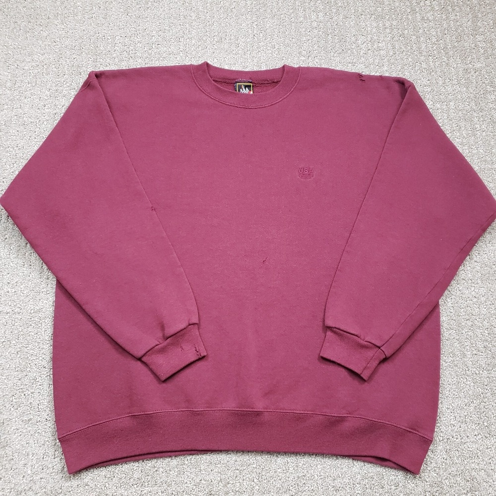 J.C. Penney Sweatshirt Mens 2XL Maroon Vintage 90s USA Olympic Fleece Pullover